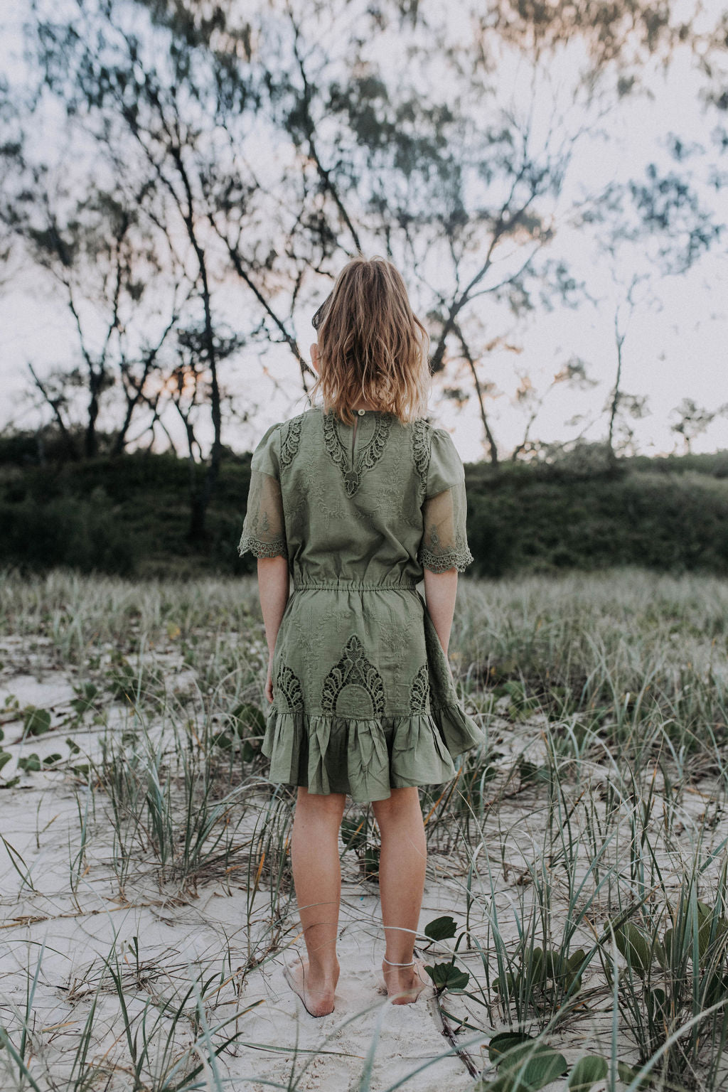 olive green boho dress OLIVE GREEN BOHO PRINT MAXI DRESS WITH SMOCKED WAIST AND POCKETS Floral / 16