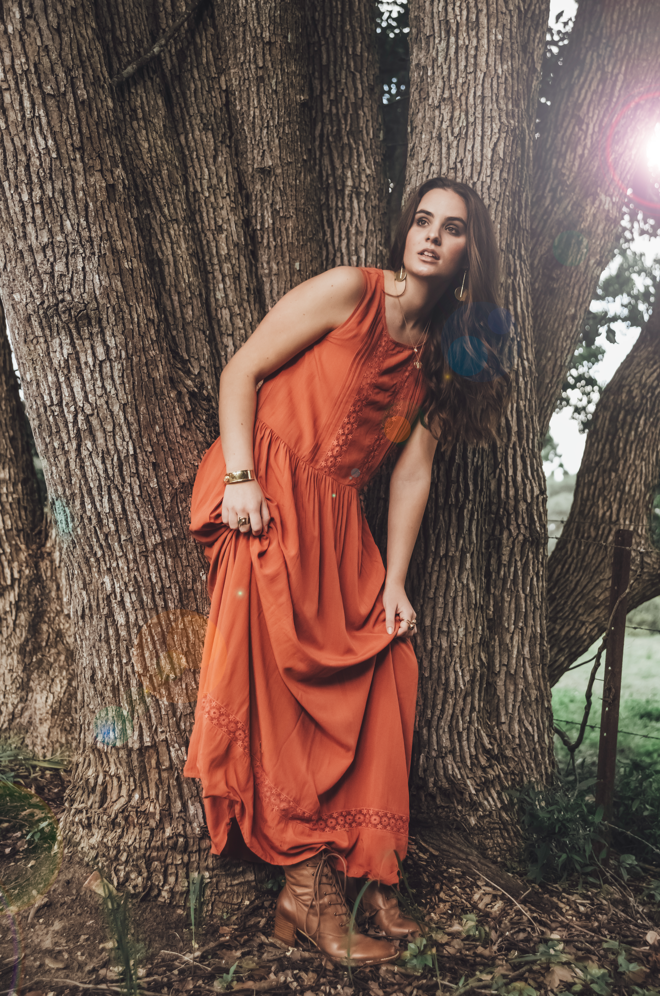 Mabel Maxi Dress GINGER SPICE – Duke of London